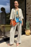 Made in Italy Benji Linen Panel Wave Vest Bahama Blue
